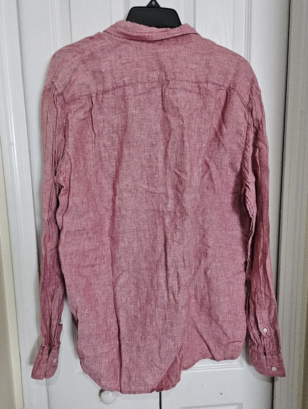 J.Crew Linen Shirt Men's XL Slim Fit Pink Button Front Long Sleeve 100% Linen.